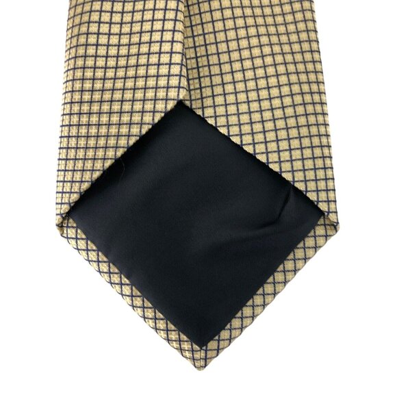 Stafford Tan & Blue Geometric Print 100% Silk Mens Tie Necktie - Picture 3 of 6